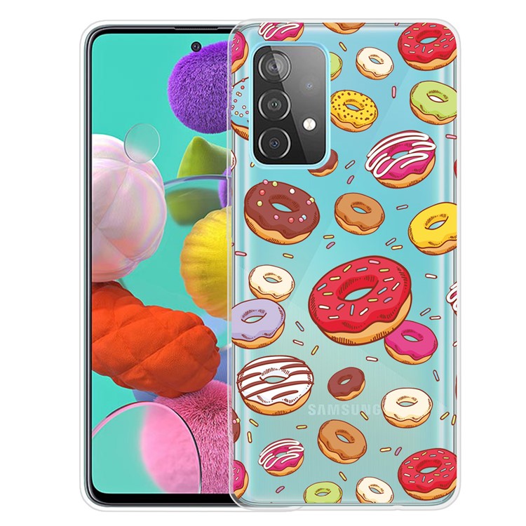 Pattern Printing Soft TPU Cell Phone Cover Shell for Samsung Galaxy A52 5G - Doughnut-1