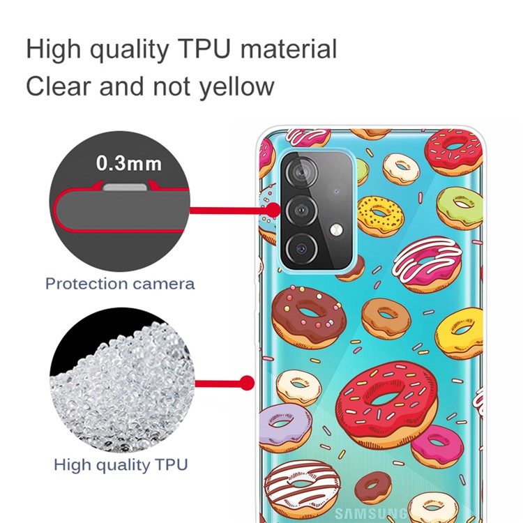 Pattern Printing Soft TPU Cell Phone Cover Shell for Samsung Galaxy A52 5G - Doughnut-3