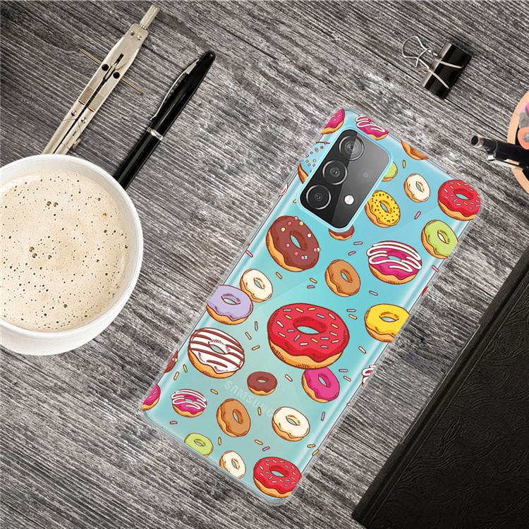Pattern Printing Soft TPU Cell Phone Cover Shell for Samsung Galaxy A52 5G - Doughnut-4