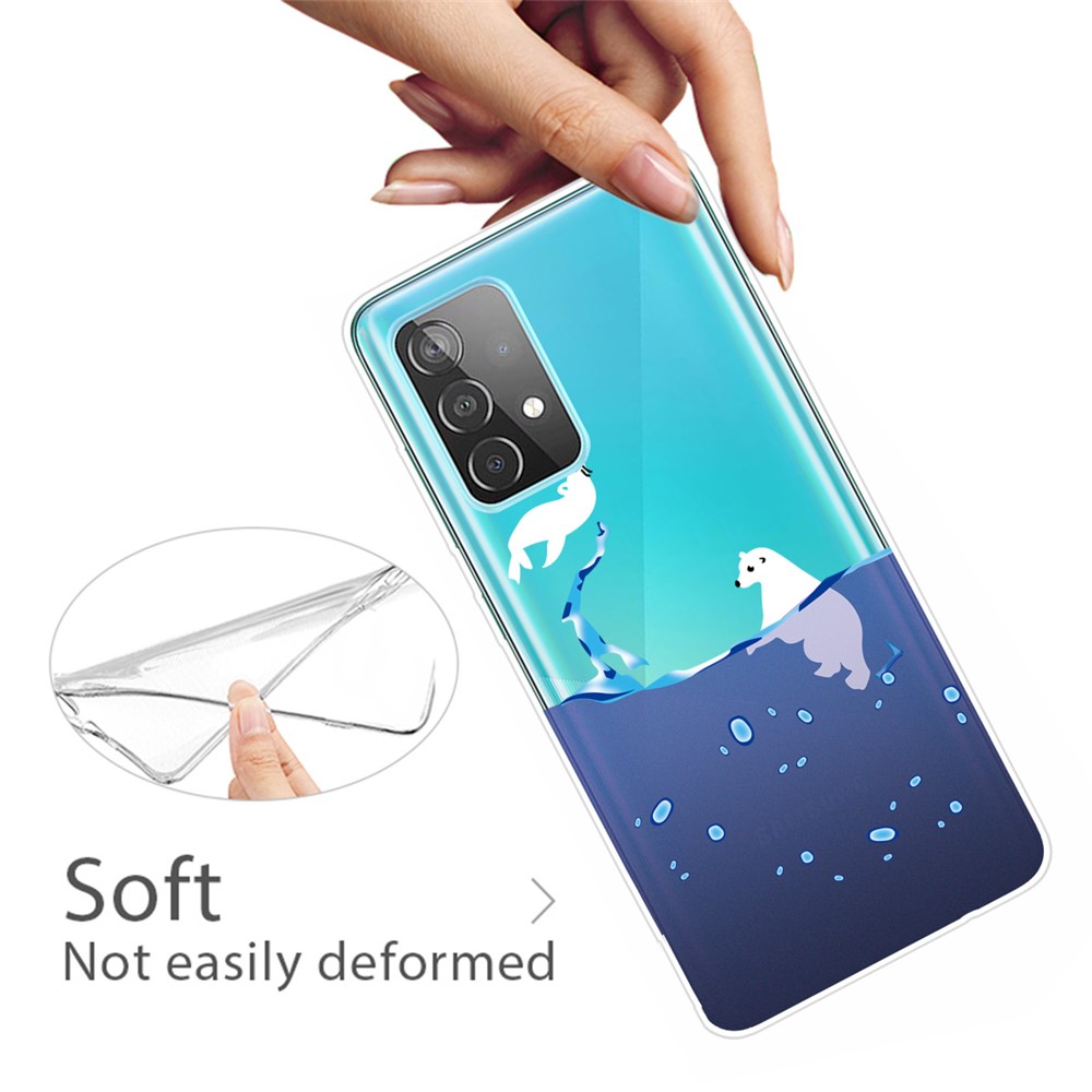 Pattern Printing TPU Phone Shell Case for Samsung Galaxy A32 - Polar Bear-2