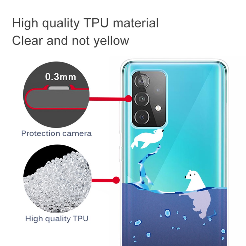Pattern Printing TPU Phone Shell Case for Samsung Galaxy A32 - Polar Bear-3