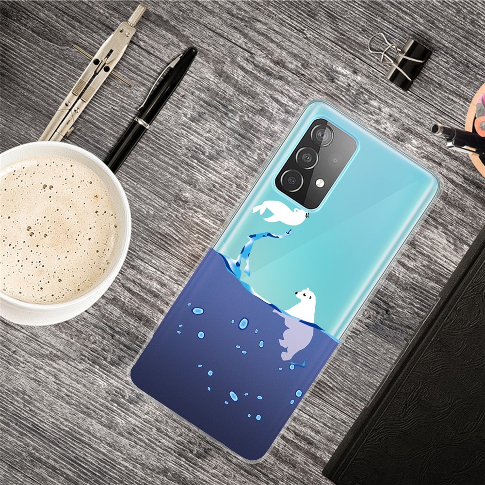 Pattern Printing TPU Phone Shell Case for Samsung Galaxy A32 - Polar Bear-4