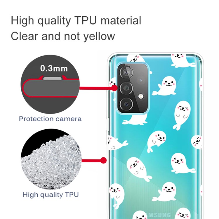 Pattern Printing TPU Phone Shell Case for Samsung Galaxy A32 - Dolphin-3
