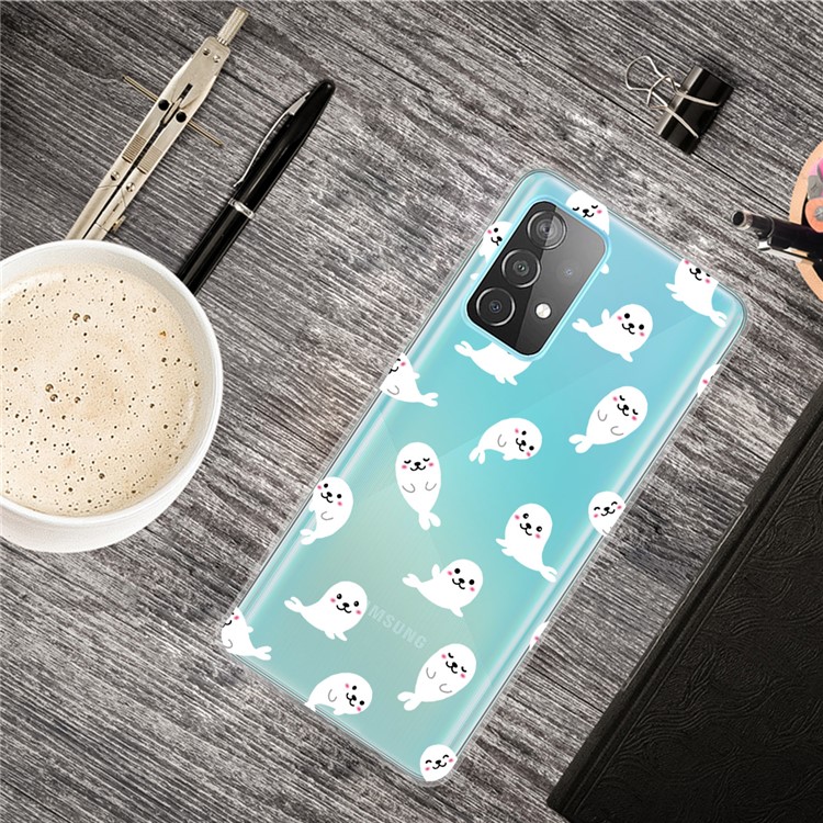 Pattern Printing TPU Phone Shell Case for Samsung Galaxy A32 - Dolphin-4