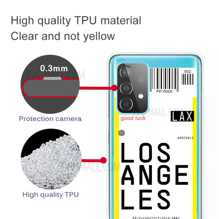 Multiple Creative Boarding Check TPU Case Protector Cover for Samsung Galaxy A72 5G - Los Angles-3