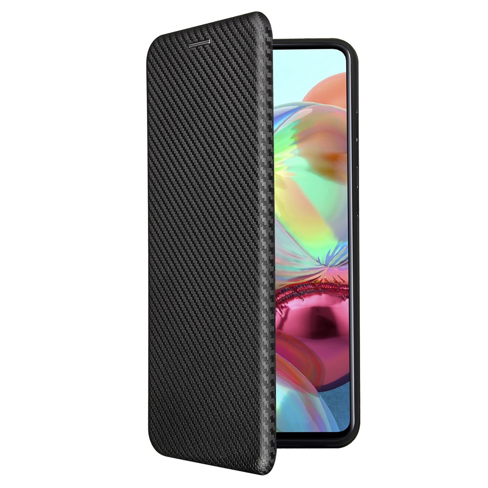 Carbon Fiber Leather Card Holder for Samsung Galaxy A72 5G Auto-absorbed Cover Case - Black-5