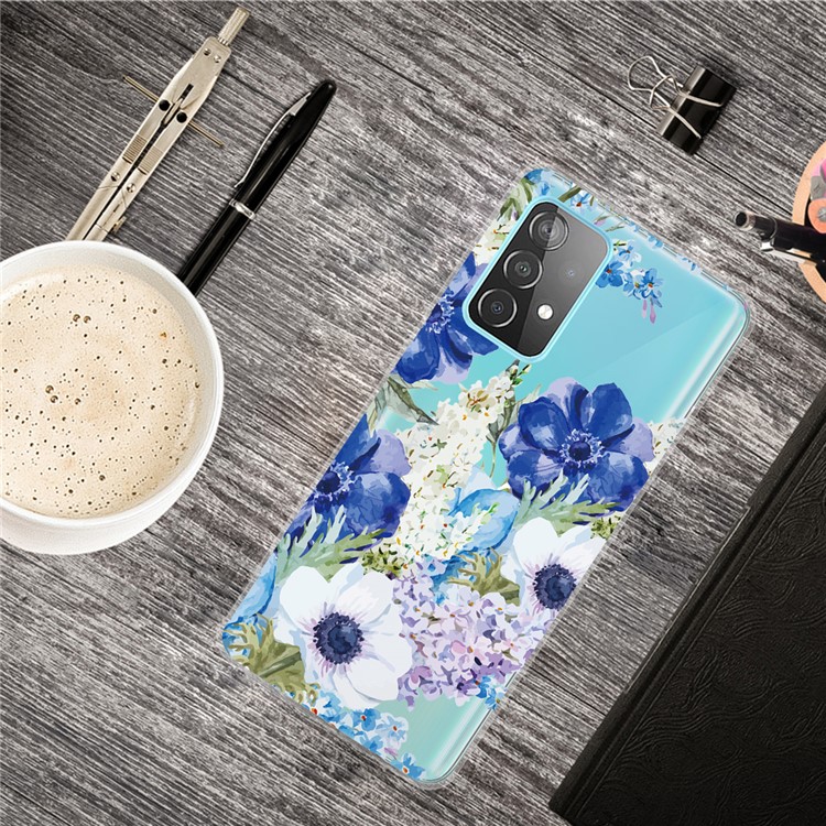 Pattern Printing Flexible TPU Phone Case for Samsung Galaxy A32 - Beautiful Flower-2