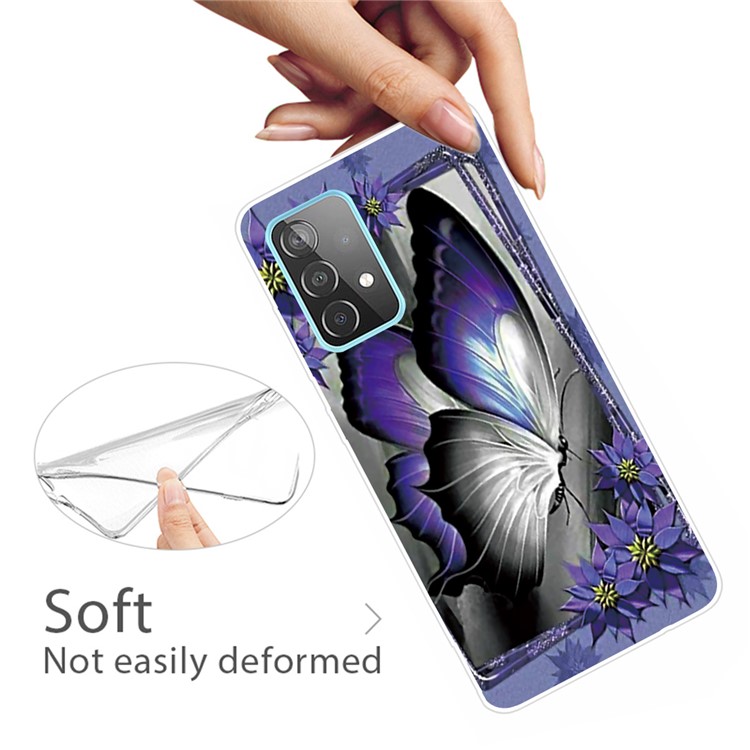 Animals Pattern Printing Series Ultra Clear TPU Phone Cover Case for Samsung Galaxy A32 - Purple Butterfly-3