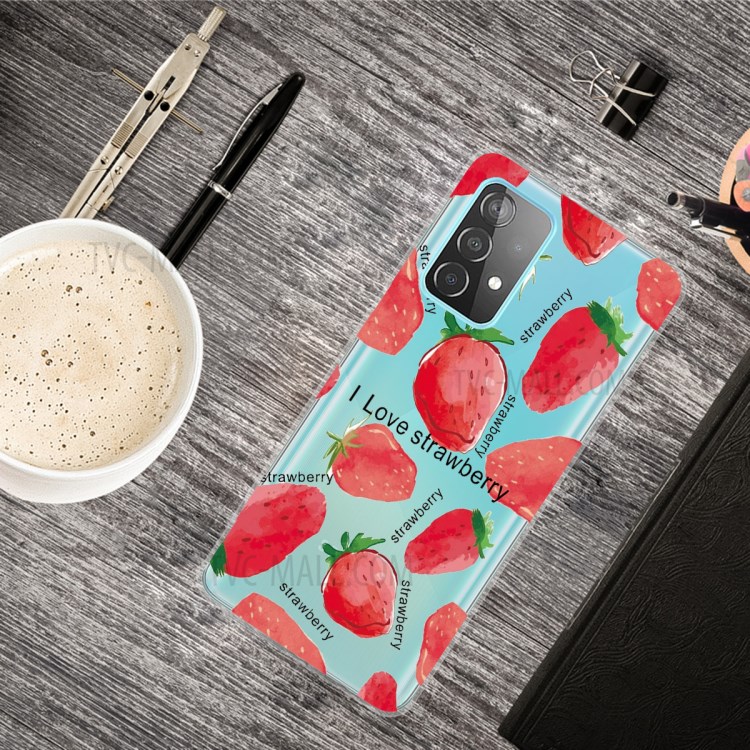 Pattern Printing Flexible TPU Phone Case for Samsung Galaxy A52 5G - Strawberry-2