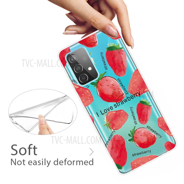 Pattern Printing Flexible TPU Phone Case for Samsung Galaxy A52 5G - Strawberry-3