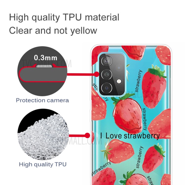 Pattern Printing Flexible TPU Phone Case for Samsung Galaxy A52 5G - Strawberry-4