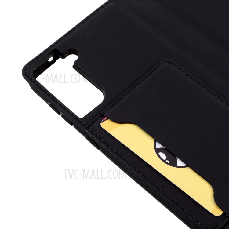 Strong Magnet Liquid-Silicone-Feeling Leather Wallet Case for Samsung Galaxy S21 Plus - Black-11