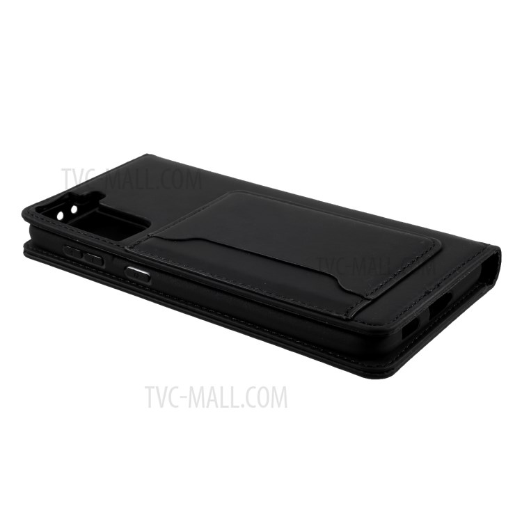 Strong Magnet Liquid-Silicone-Feeling Leather Wallet Case for Samsung Galaxy S21 Plus - Black-6