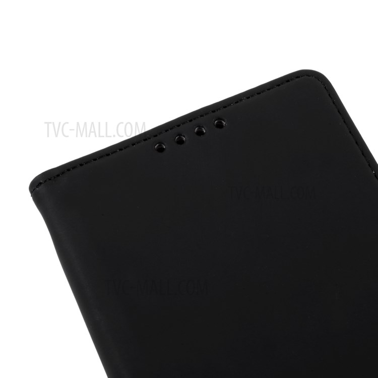 Strong Magnet Liquid-Silicone-Feeling Leather Wallet Case for Samsung Galaxy S21 Plus - Black-7