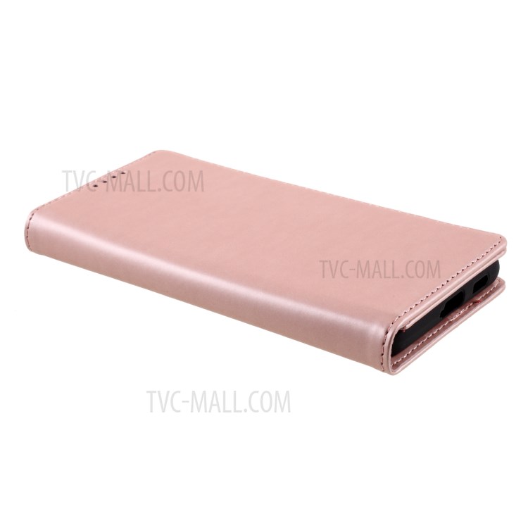 Auto-absorbed Liquid Silicone Feel Leather Wallet Case for Samsung Galaxy S21 Ultra - Rose Gold-4