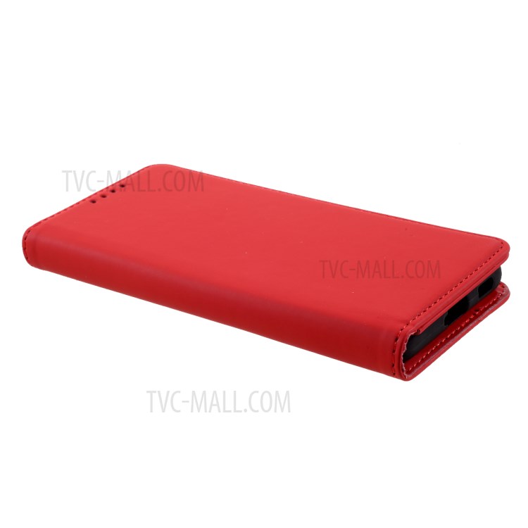 Auto-absorbed Liquid Silicone Feel Leather Wallet Case for Samsung Galaxy S21 - Red-4