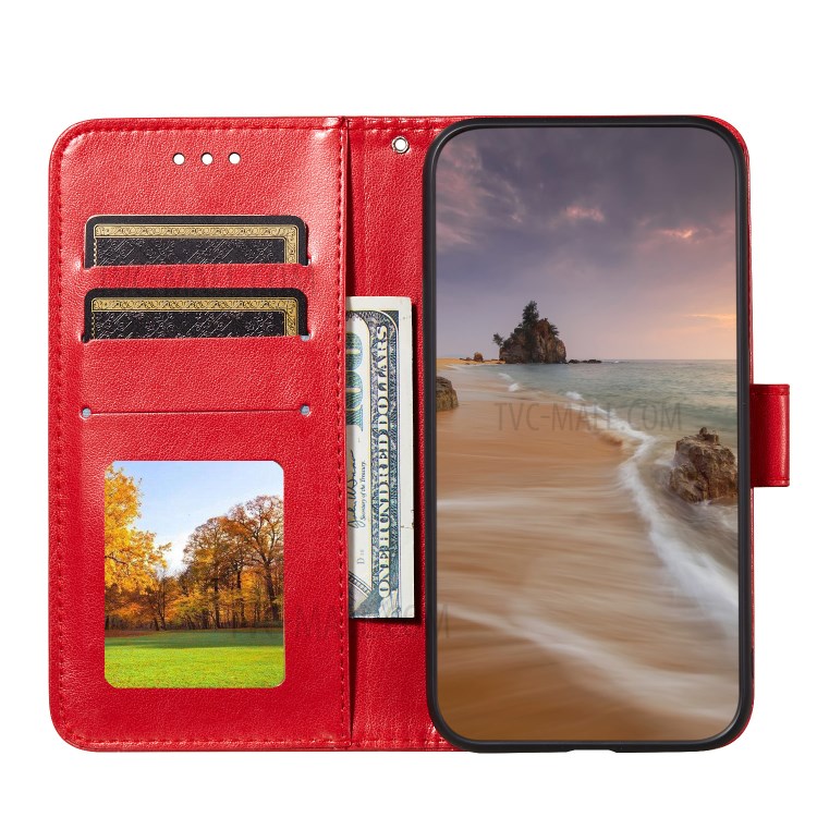 Drop-proof Imprinted Flower Vine Wallet Leather Case with Lanyard for Samsung Galaxy S20 FE/S20 FE 5G - Red-4