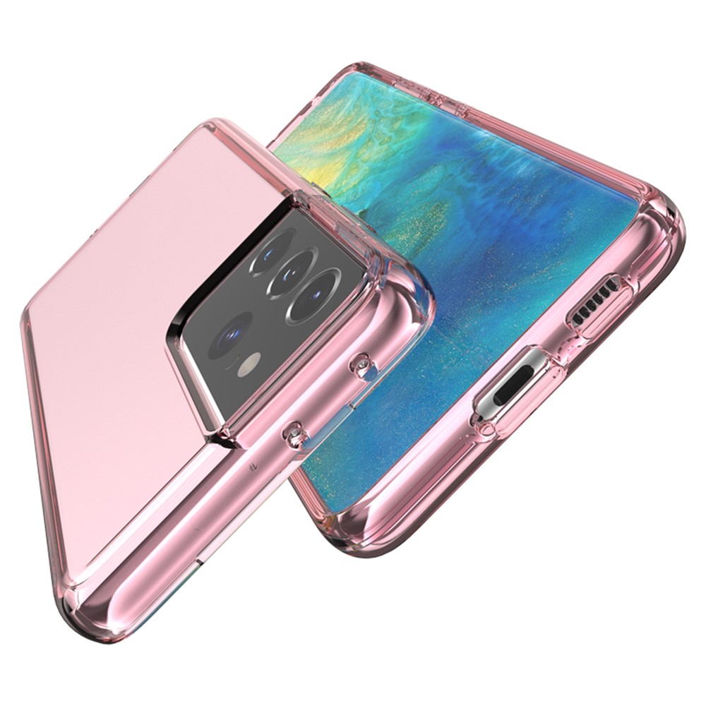 Anti-fingerprint PC+TPU Combo Back Case for Samsung Galaxy S21 Ultra Clear Design Phone Shell - Pink-5