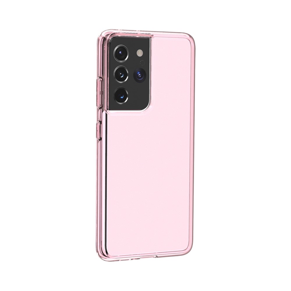 Anti-fingerprint PC+TPU Combo Back Case for Samsung Galaxy S21 Ultra Clear Design Phone Shell - Pink-7