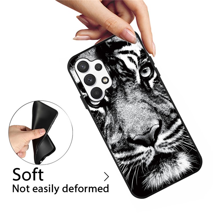 Back Matte Pattern Printing TPU Phone Protective Shell for Samsung Galaxy A32 - Tiger-3