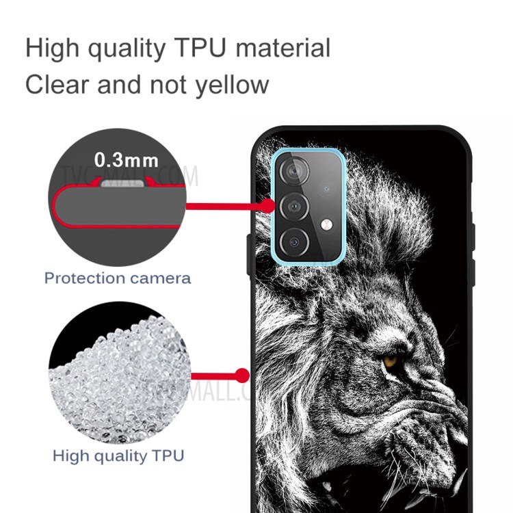 Back Matte Pattern Printing TPU Protective Phone Shell for Samsung Galaxy A72 5G - Lion-4