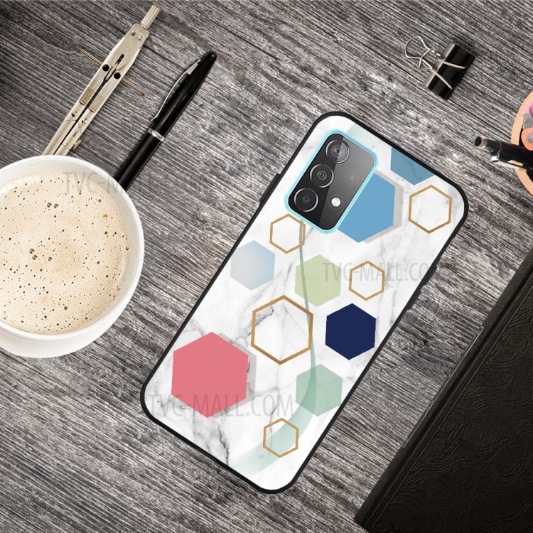 Fashion Marble Pattern Printing for Samsung Galaxy A32 Matte Black TPU Phone Cover - Red/Blue/Green/Grey-2