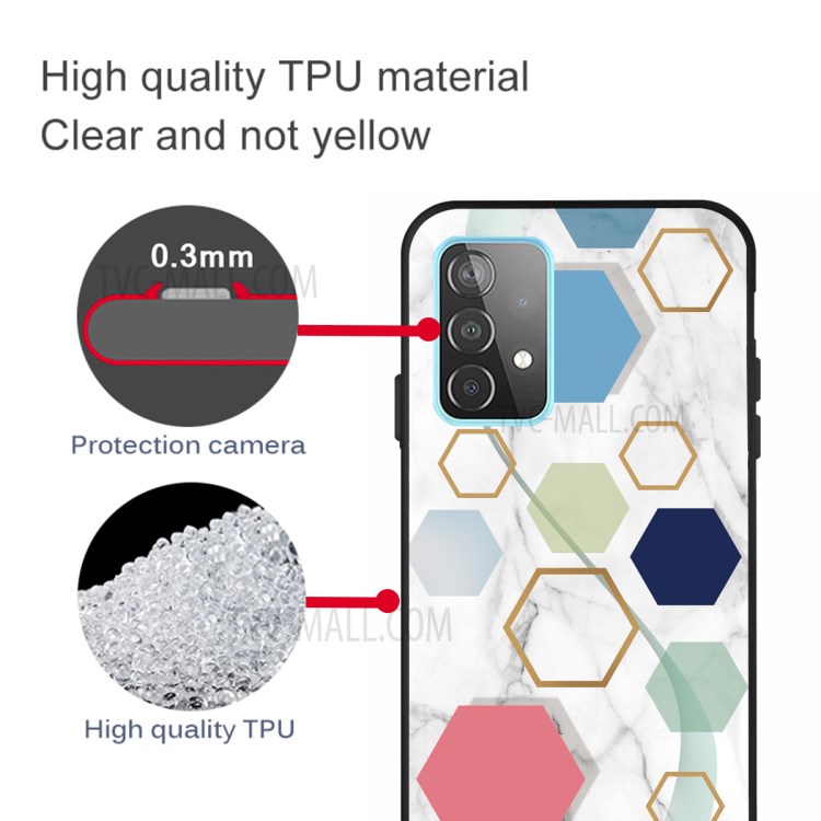 Fashion Marble Pattern Printing for Samsung Galaxy A32 Matte Black TPU Phone Cover - Red/Blue/Green/Grey-4