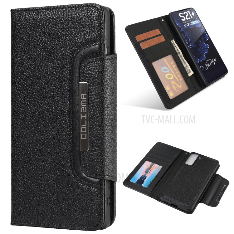 Litchi Texture Detachable 2-in-1 Magnet Leather Wallet Phone Protection Shell for Samsung Galaxy S21 - Black-1