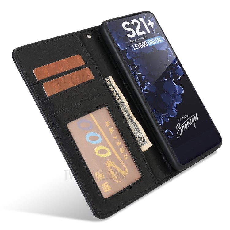Litchi Texture Detachable 2-in-1 Magnet Leather Wallet Phone Protection Shell for Samsung Galaxy S21 - Black-5