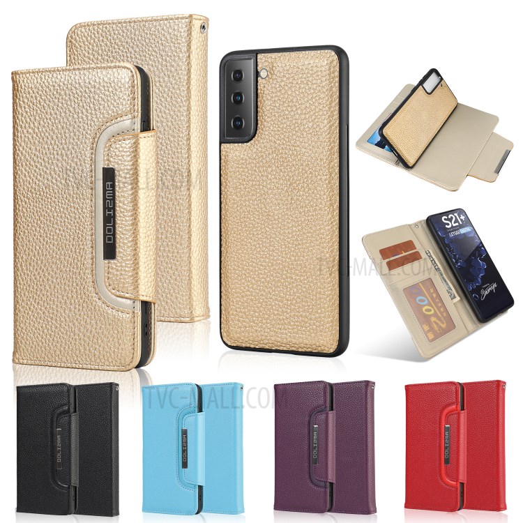 Litchi Texture Detachable 2-in-1 Magnet Leather Wallet Phone Protection Shell for Samsung Galaxy S21 - Black-8