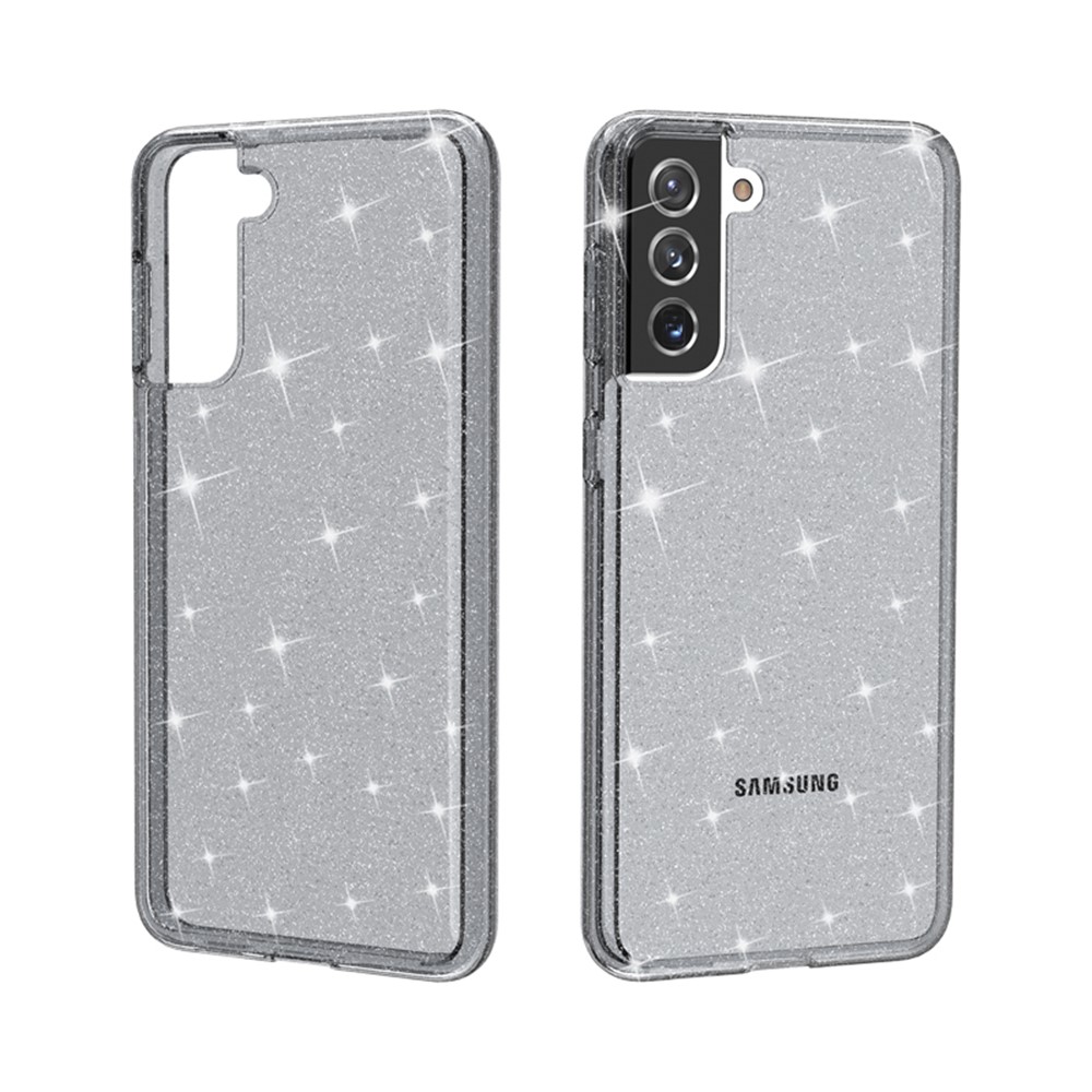 PC+TPU Hybrid Phone Cover with Glittery Powder Design for Samsung Galaxy S21 Plus - Black-3