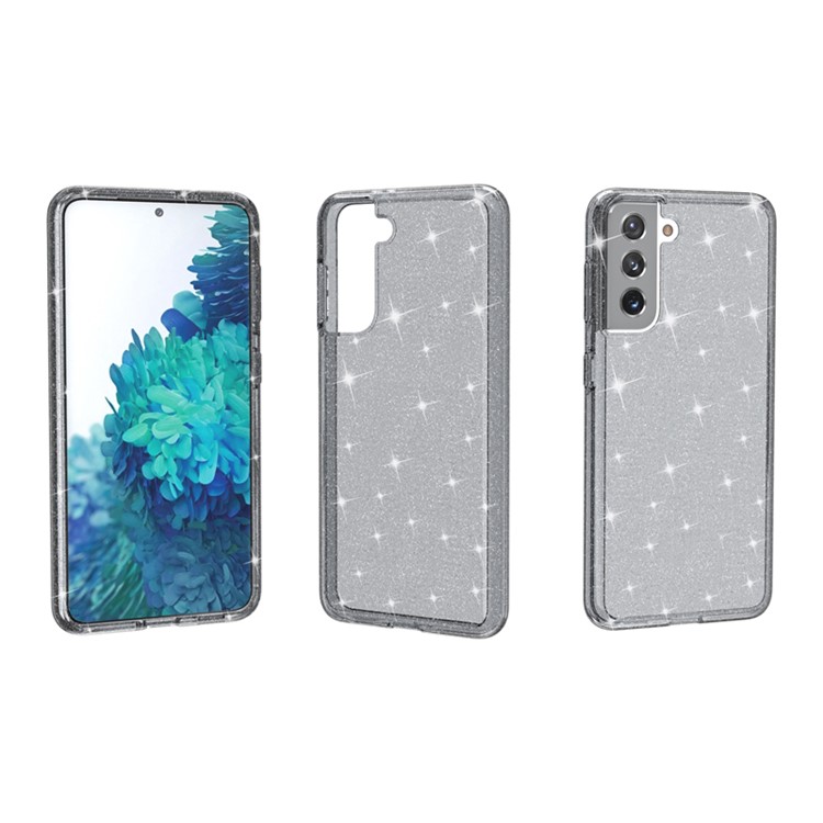 Glittery Powder Design PC+TPU Hybrid Phone Cover for Samsung Galaxy S21 - Black-2