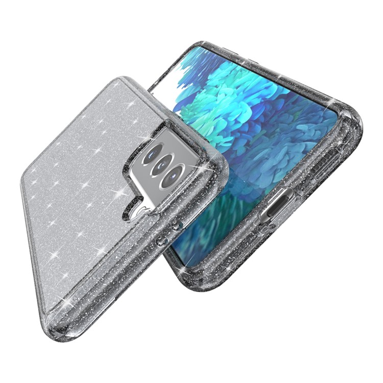Glittery Powder Design PC+TPU Hybrid Phone Cover for Samsung Galaxy S21 - Black-8