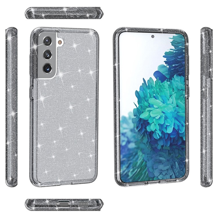 Glittery Powder Design PC+TPU Hybrid Phone Cover for Samsung Galaxy S21 - Black-9
