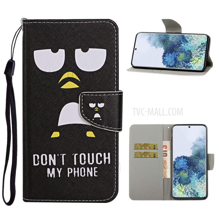 TPU + PU Leather Wallet Stand Magnet Clasp Phone Case for Samsung Galaxy S21+ - Don't Touch My Phone-1