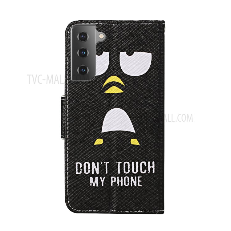 TPU + PU Leather Wallet Stand Magnet Clasp Phone Case for Samsung Galaxy S21+ - Don't Touch My Phone-2