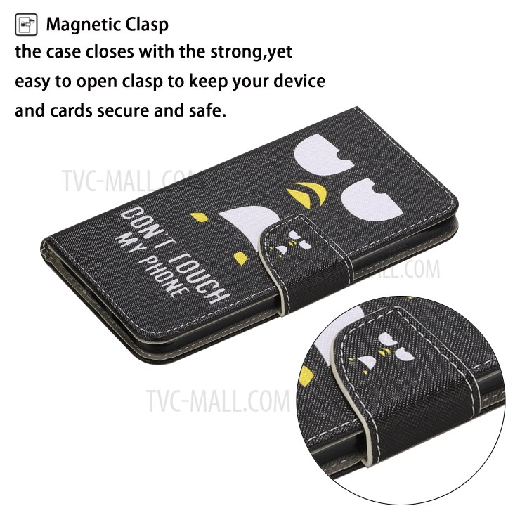 TPU + PU Leather Wallet Stand Magnet Clasp Phone Case for Samsung Galaxy S21+ - Don't Touch My Phone-3