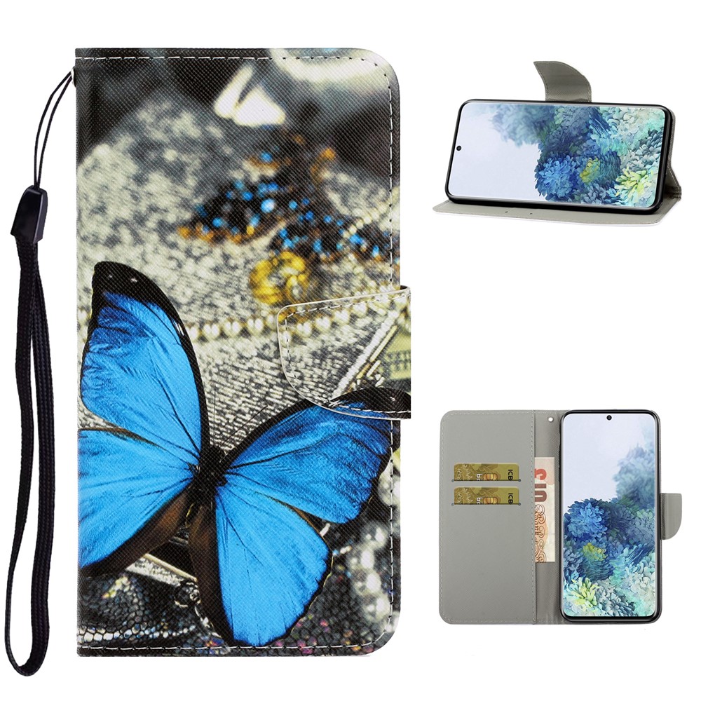 PU Leather Wallet Stand Phone Protective Case for Samsung Galaxy S21+ - Big Butterfly-1