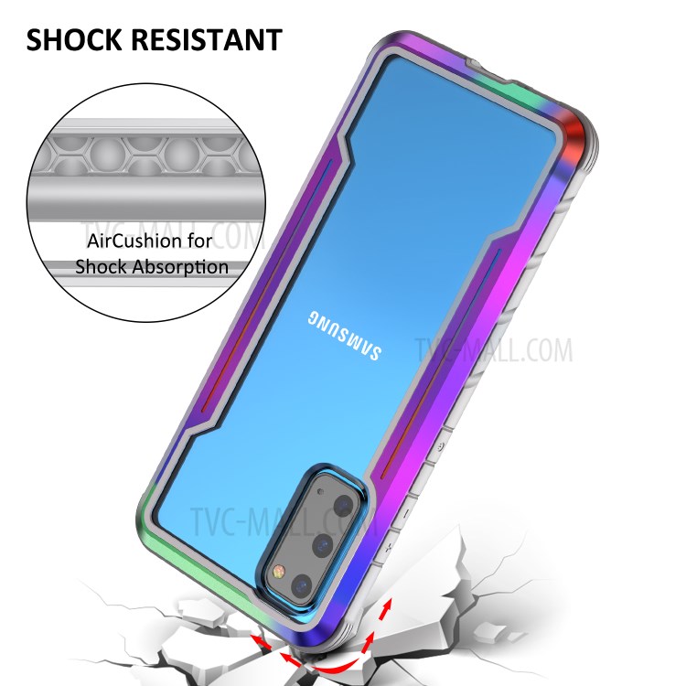 Drop-proof Anti-slip PC + TPU + Metal Hybrid Cover Phone Protective Shell for Samsung Galaxy S20 Plus - Rose-4