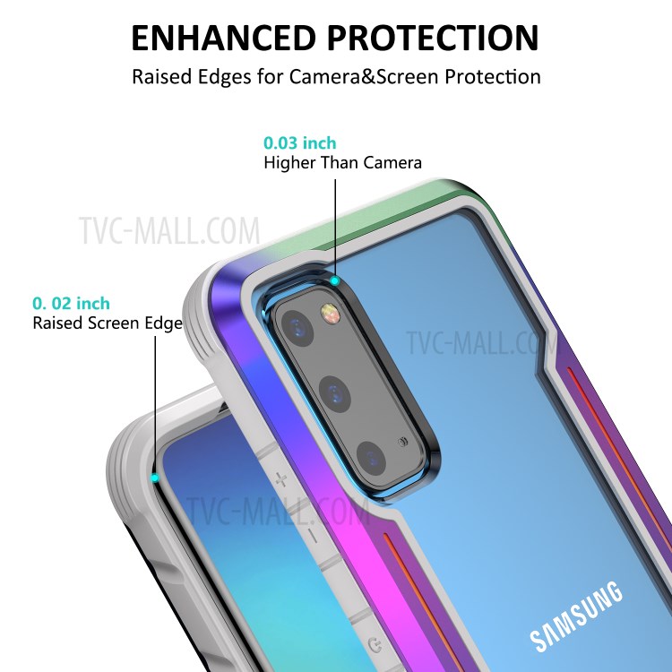 Drop-proof Anti-slip PC + TPU + Metal Hybrid Cover Phone Protective Shell for Samsung Galaxy S20 Plus - Rose-5