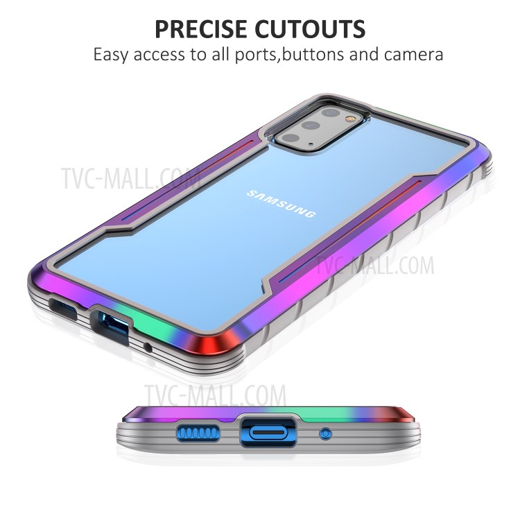 Drop-proof Anti-slip PC + TPU + Metal Hybrid Cover Phone Protective Shell for Samsung Galaxy S20 Plus - Rose-8