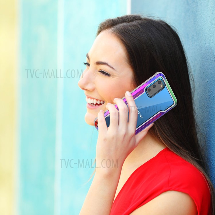 Drop-proof Anti-slip PC + TPU + Metal Hybrid Cover Phone Protective Shell for Samsung Galaxy S20 Plus - Rose-9