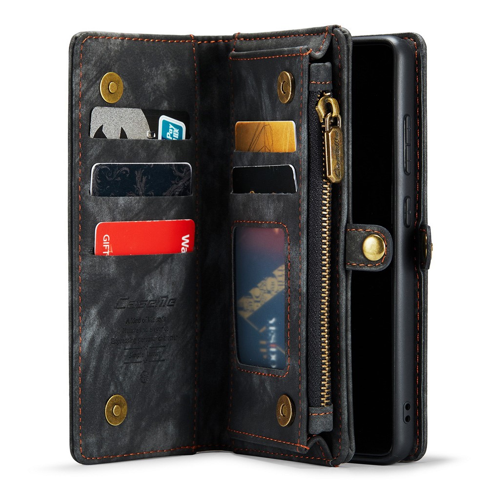 Caseme 008-serie Für Samsung Galaxy S21 Ultra 5G PU Leder Reißverschluss Multifunktionsfunktion Telefon Hülle Magnetabendbare 2-in-1-brieftasche - Schwarz