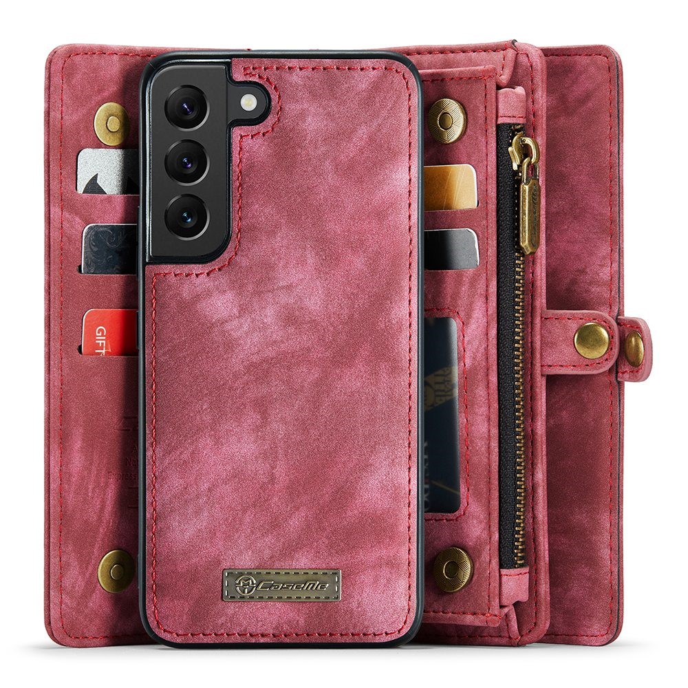 Serie Caseme 008 Per Samsung Galaxy S21 4G / Design da 5G Design Magnetico TPU+PU Coperchio Del Pichietto Del Pullotto Anti-scratch - Rosso