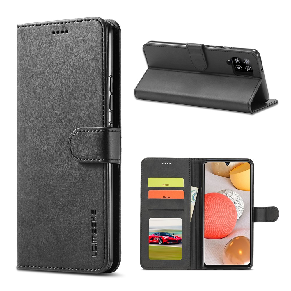 LC.IMEEKE for Samsung Galaxy A42 5G Leather Wallet Case - Black-1
