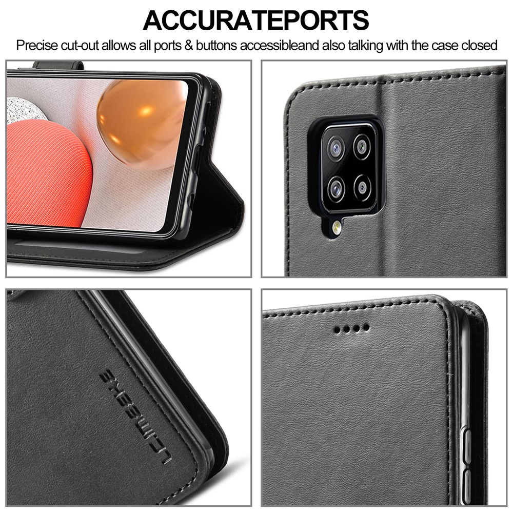 LC.IMEEKE for Samsung Galaxy A42 5G Leather Wallet Case - Black-11