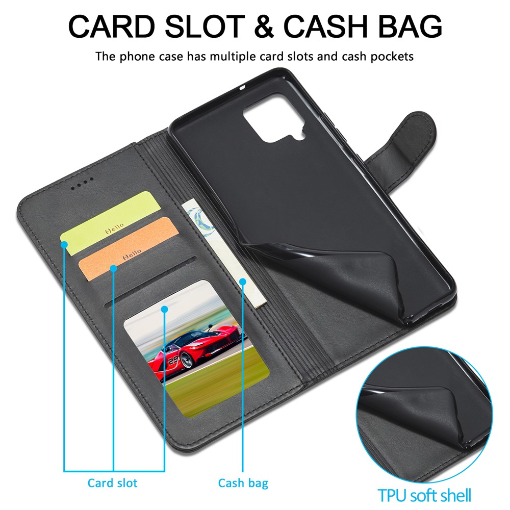 LC.IMEEKE for Samsung Galaxy A42 5G Leather Wallet Case - Black-14