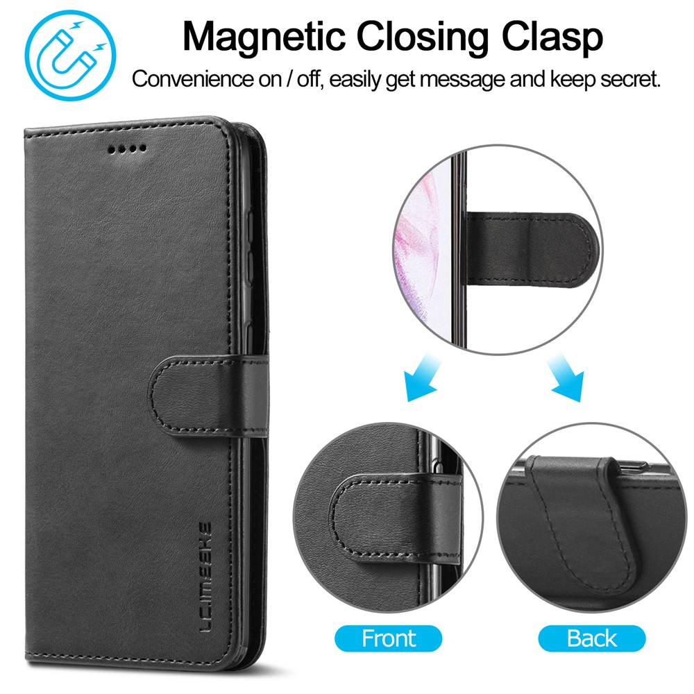 LC.IMEEKE for Samsung Galaxy S21+ Stand Cover Leather Wallet Case - Black-12