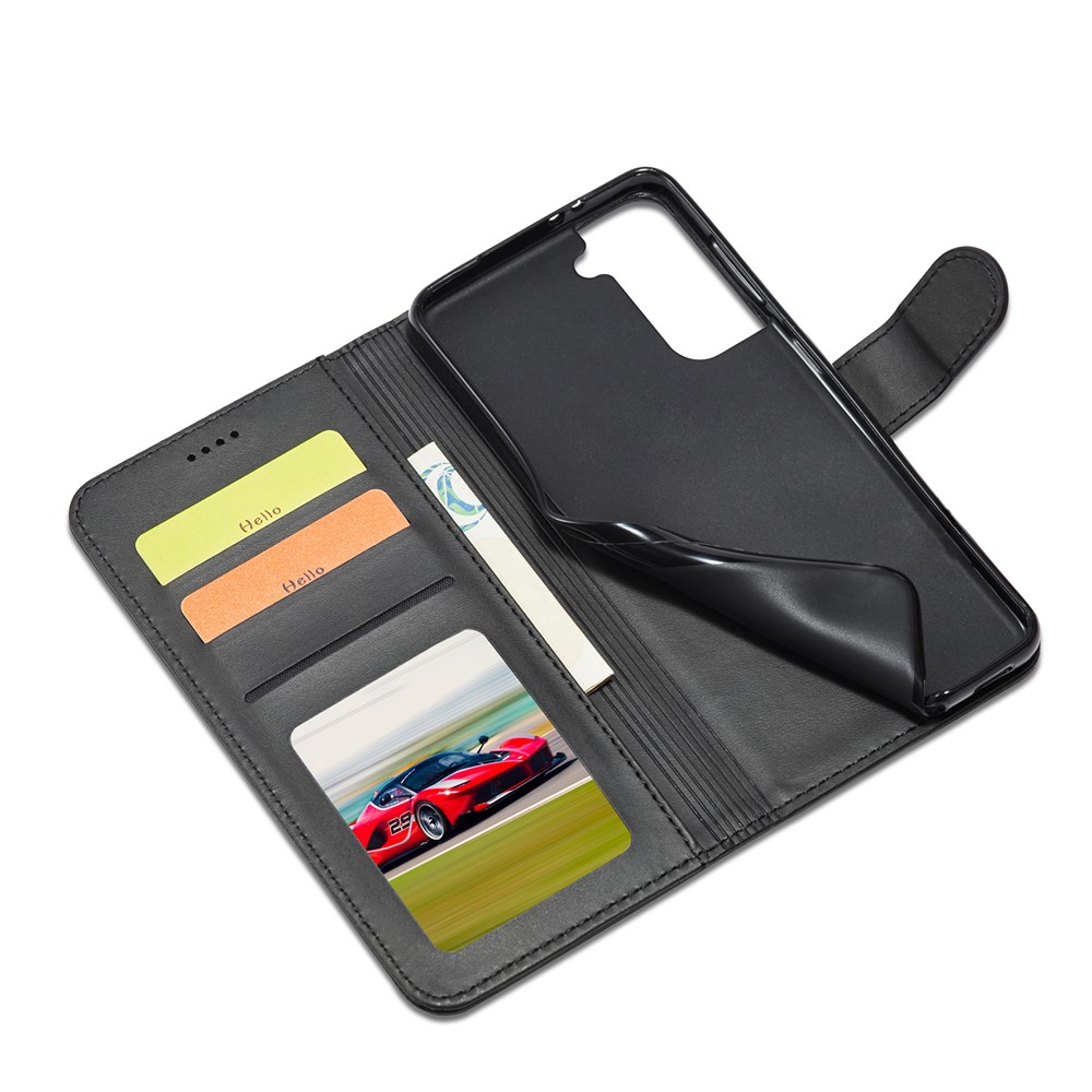 LC.IMEEKE for Samsung Galaxy S21+ Stand Cover Leather Wallet Case - Black-6