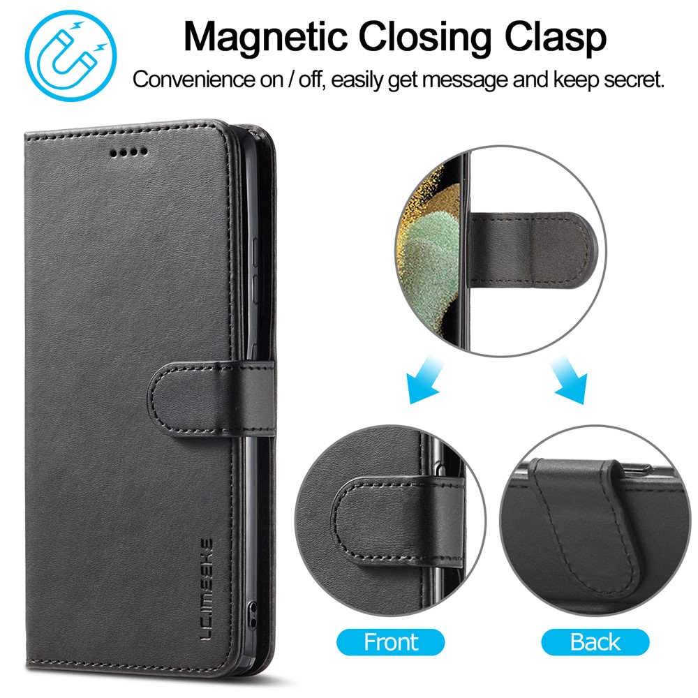 LC.IMEEKE for Samsung Galaxy S21 Ultra Stand Protective Leather Wallet Case - Black-12